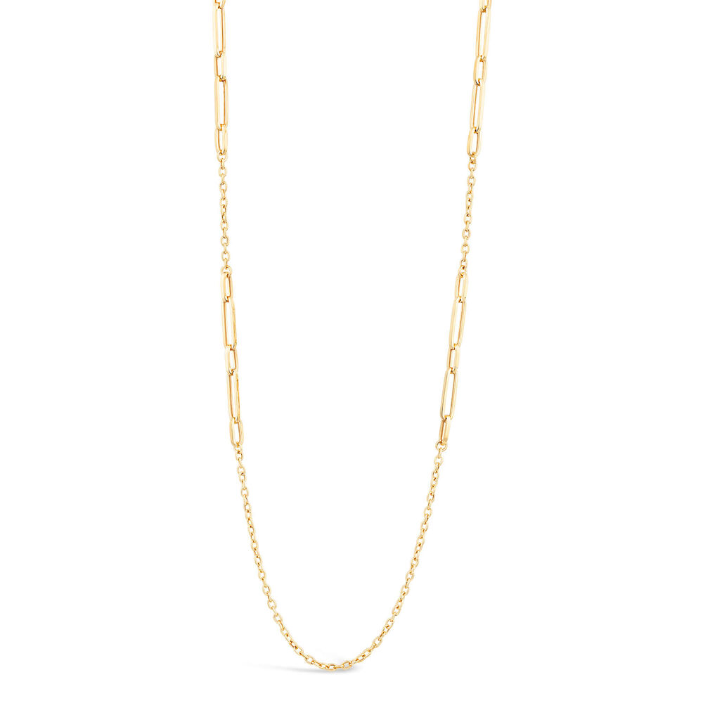 9ct Yellow Gold 28" Long Open Link Stations Necklet Ladies Necklace image number 0