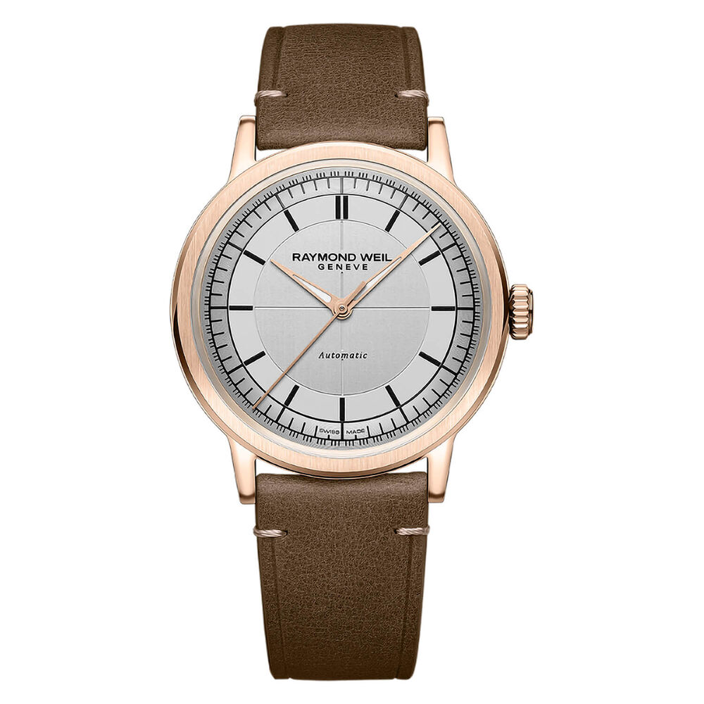 Raymond Weil Millesime 39.5mm Silver Dial Brown Leather Strap Watch image number 0