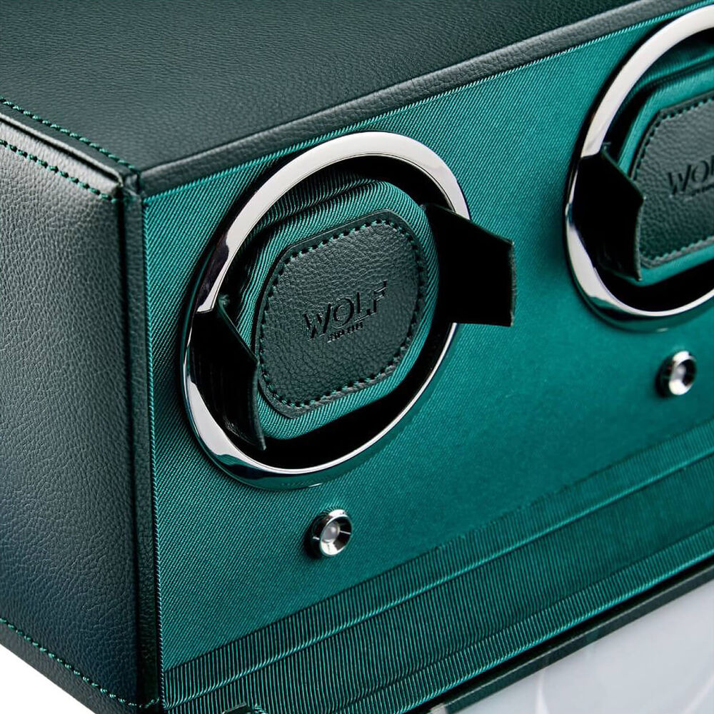 WOLF Cub Green Double Watch Winder With Cover