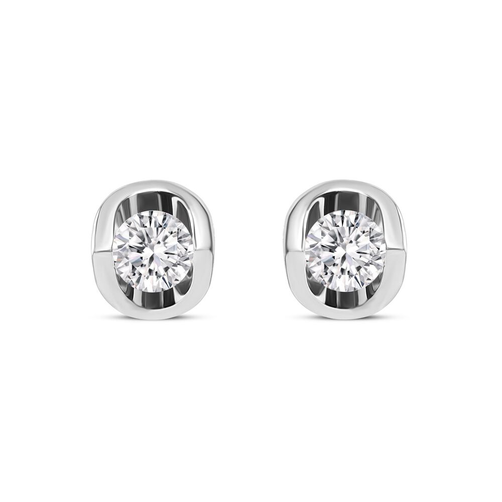 9ct White Gold 0.50ct Diamond Mirror Setting Stud Earrings image number 0