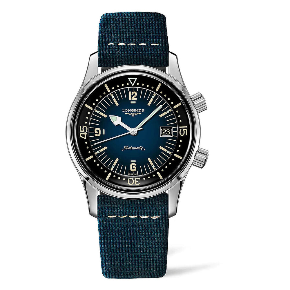 Longines Heritage Diver 42mm Blue Dial Steel Case Blue Strap Watch image number 0