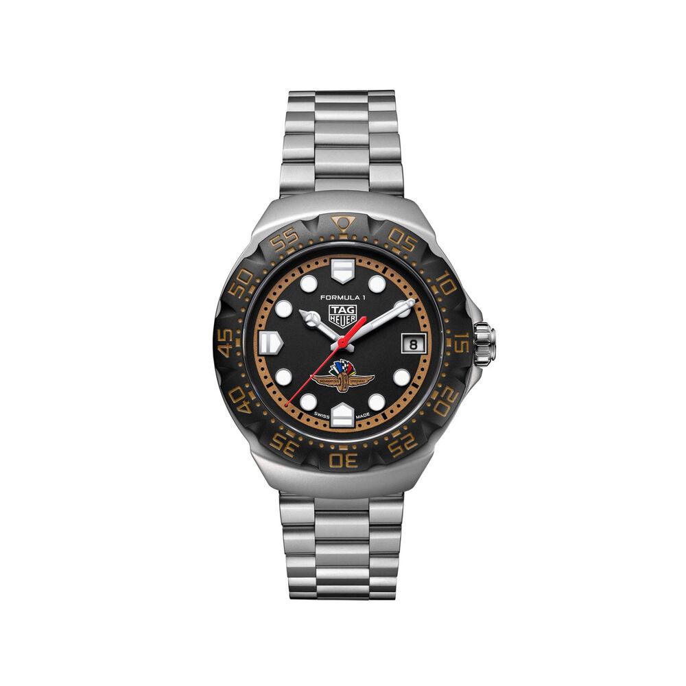 TAG Heuer Formula 1 Solargraph x Indy 500 38mm Black & Brown Dial Steel Bracelet Watch