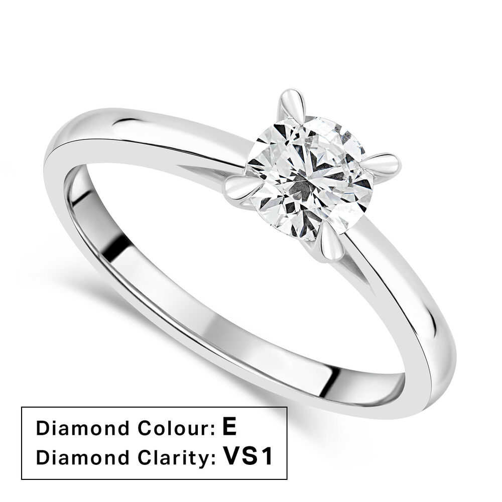 Platinum 0.60ct Round Diamond Four Claw Solitaire Ring