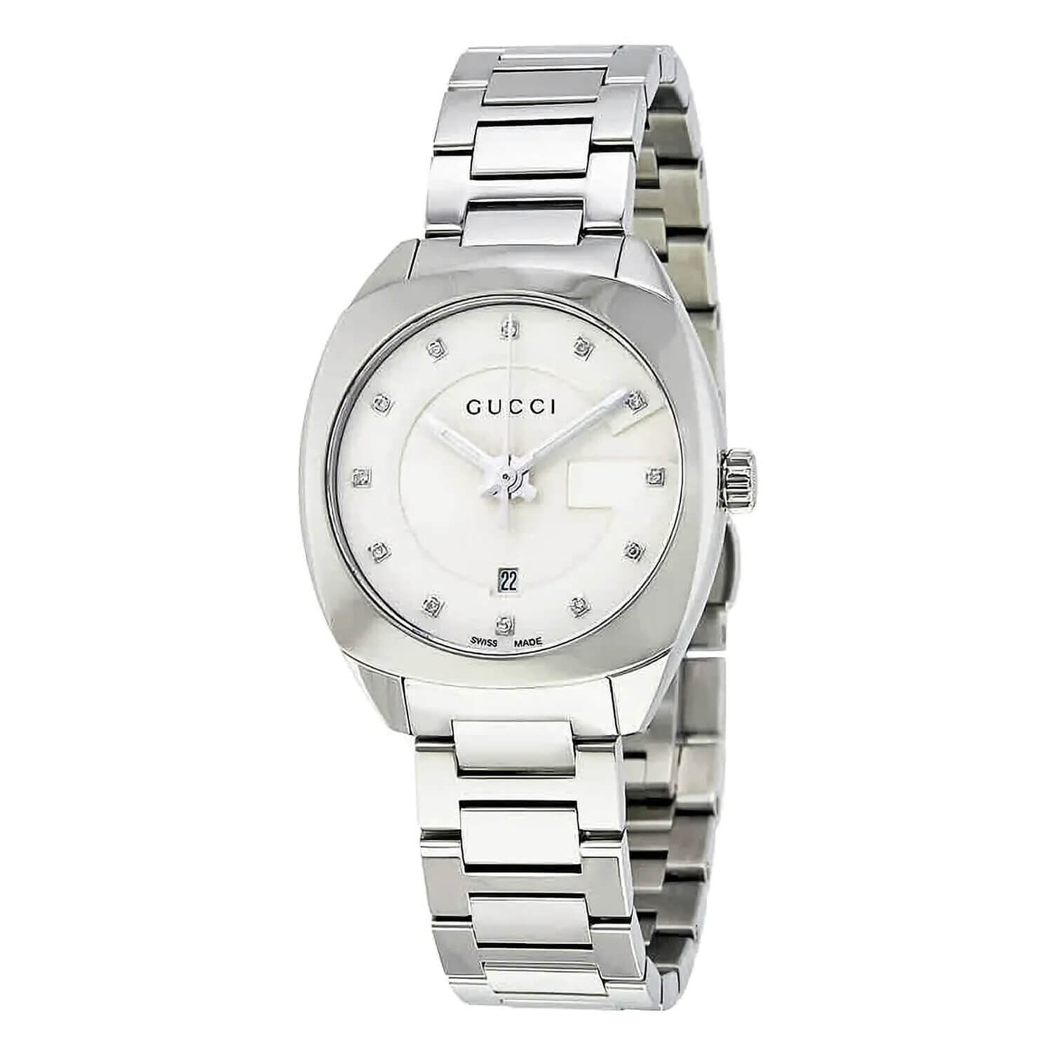 Gucci GG2570 G Frame Ladies Diamond Dot Steel Watch