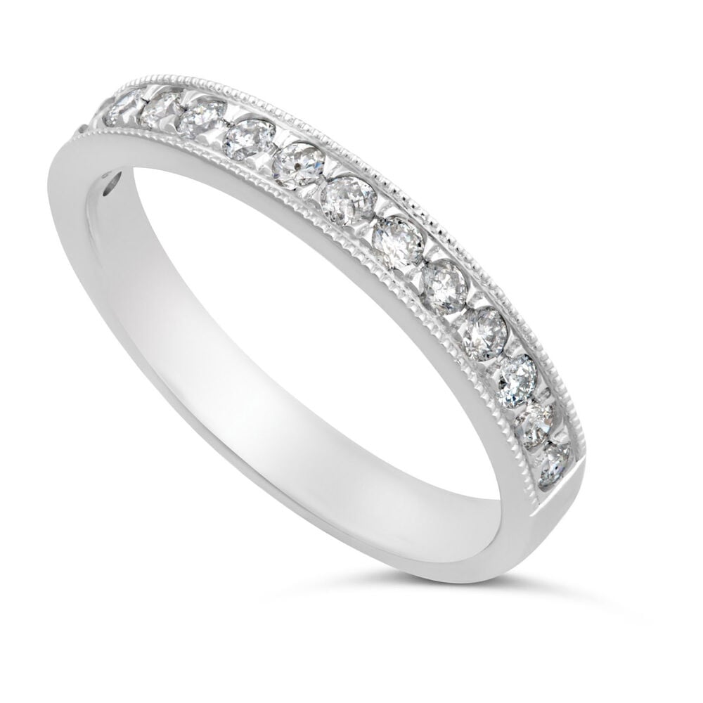 Ladies' 18ct white gold 0.33 carat diamond milgrain wedding ring image number 0