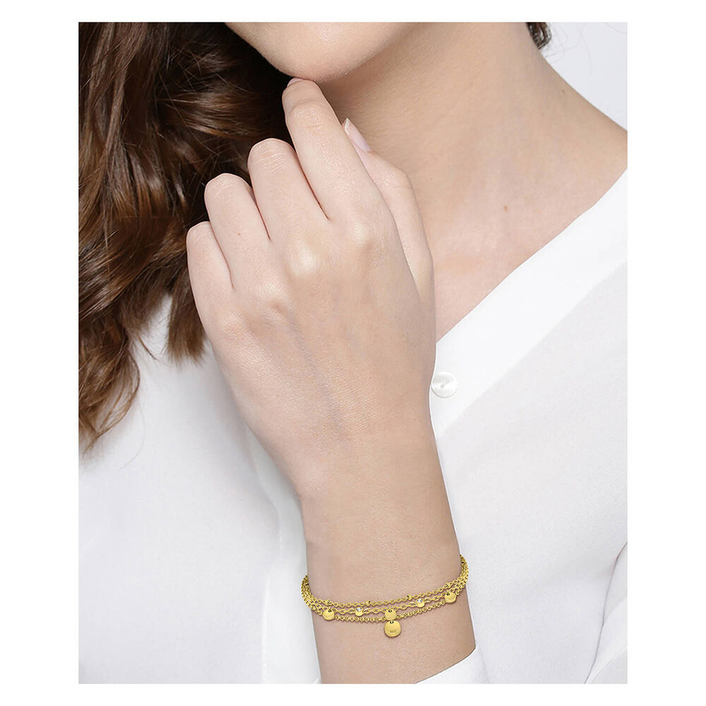 BOSS Iris Triple Light Yellow Gold IP Chain Crystals Bracelets image number 2