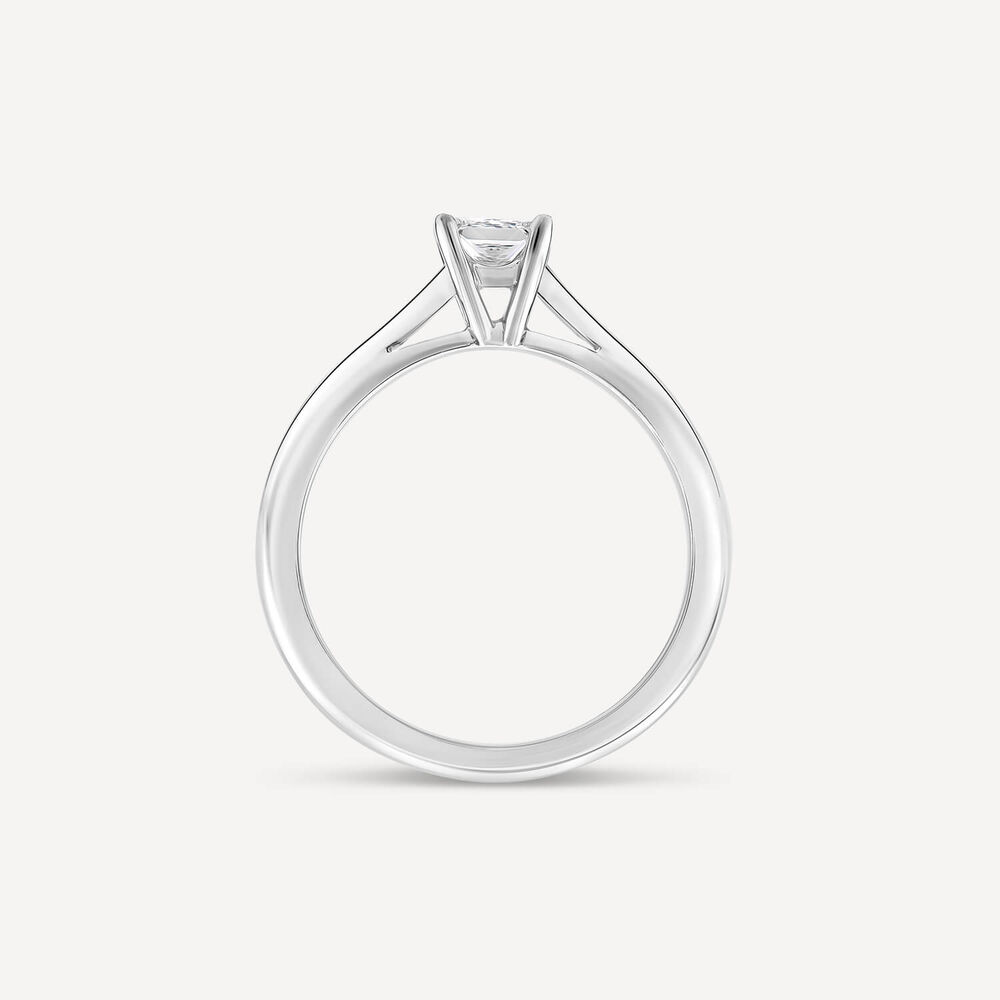 Platinum 0.50ct Princess Diamond Four Claw Solitaire Ring image number 3