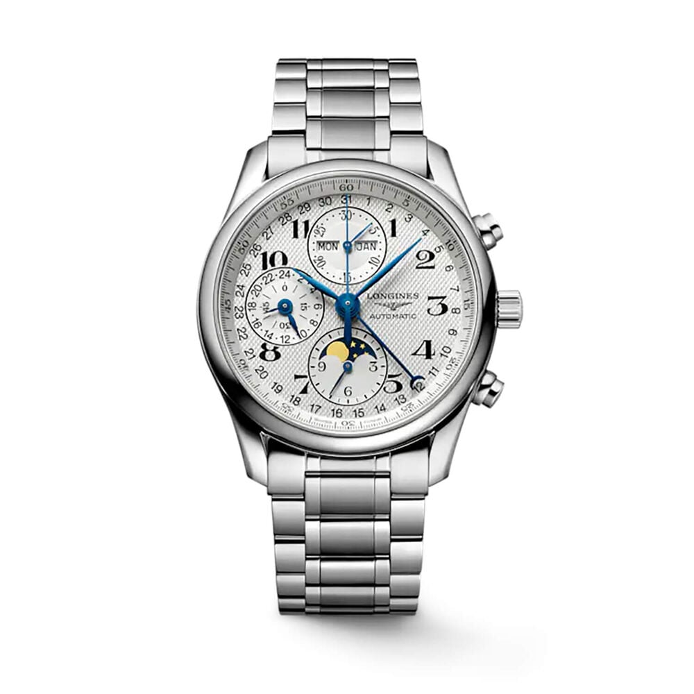 Longines Master Collection Moonphase 40mm Silver Dial Steel Bracelet Watch