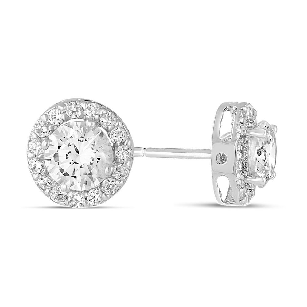 9ct white gold cubic zirconia halo stud earrings