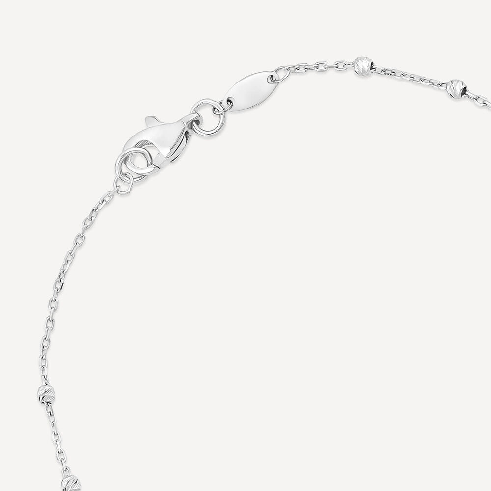 9ct White Gold Beads & Oval Link Bracelet image number 4
