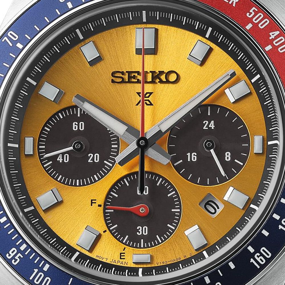 Seiko Prospex 'Pogue' Solar Chronograph 1969 Re-interpretation 41mm Orange Dial Bracelet Watch