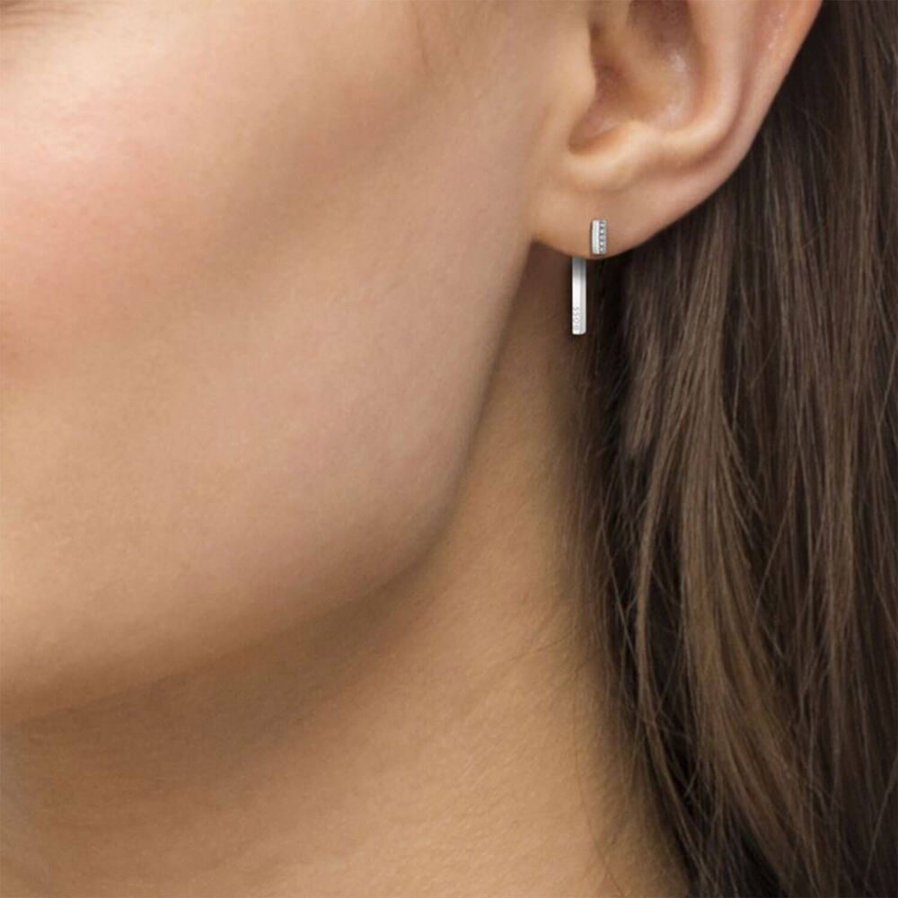 BOSS Ladies Saya Steel Crystal Earrings
