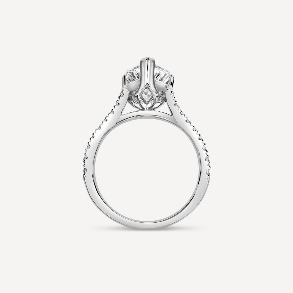 Born Platinum Lab Grown 1.90ct Pear Solitaire & Diamond Sides Ring image number 3