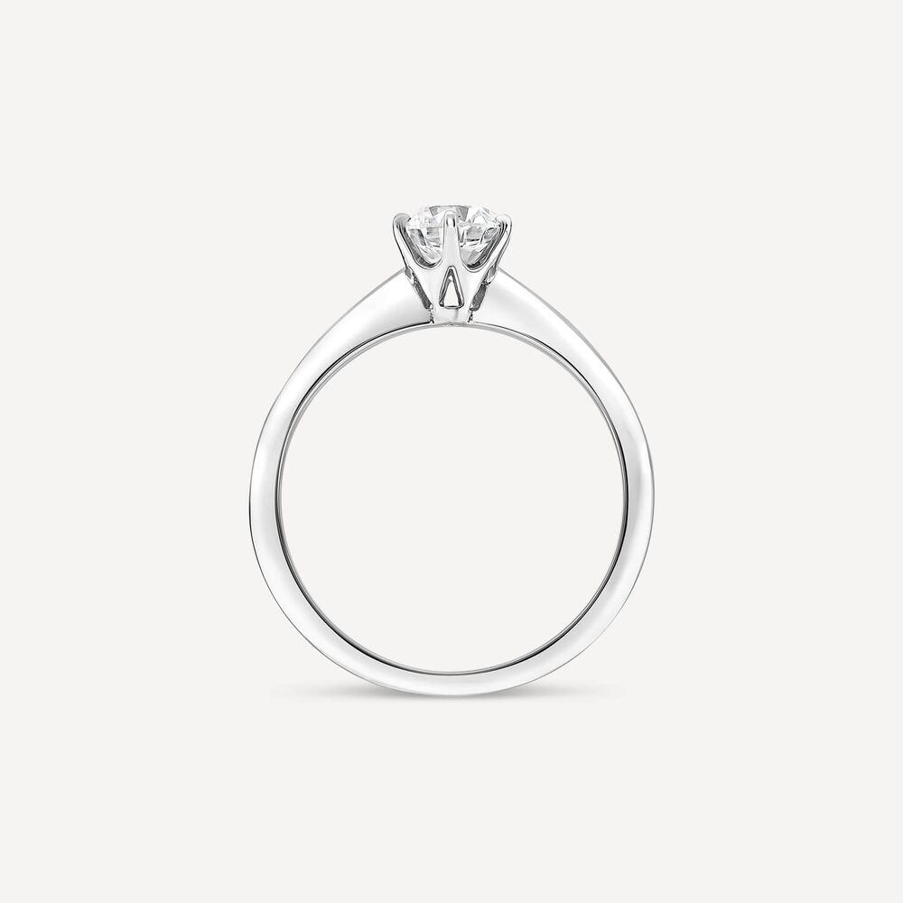 Platinum 0.80ct Round Diamond Six Claw Solitaire Ring image number 3