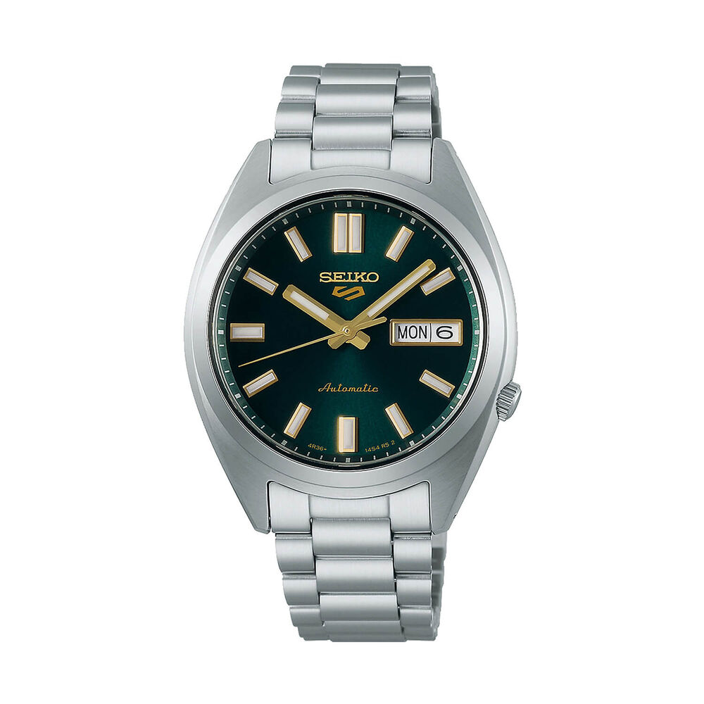 Seiko 5 Sports SNXS Vintage Gold Collection 'Green Tie' 37.4mm Dial Steel Bracelet Watch