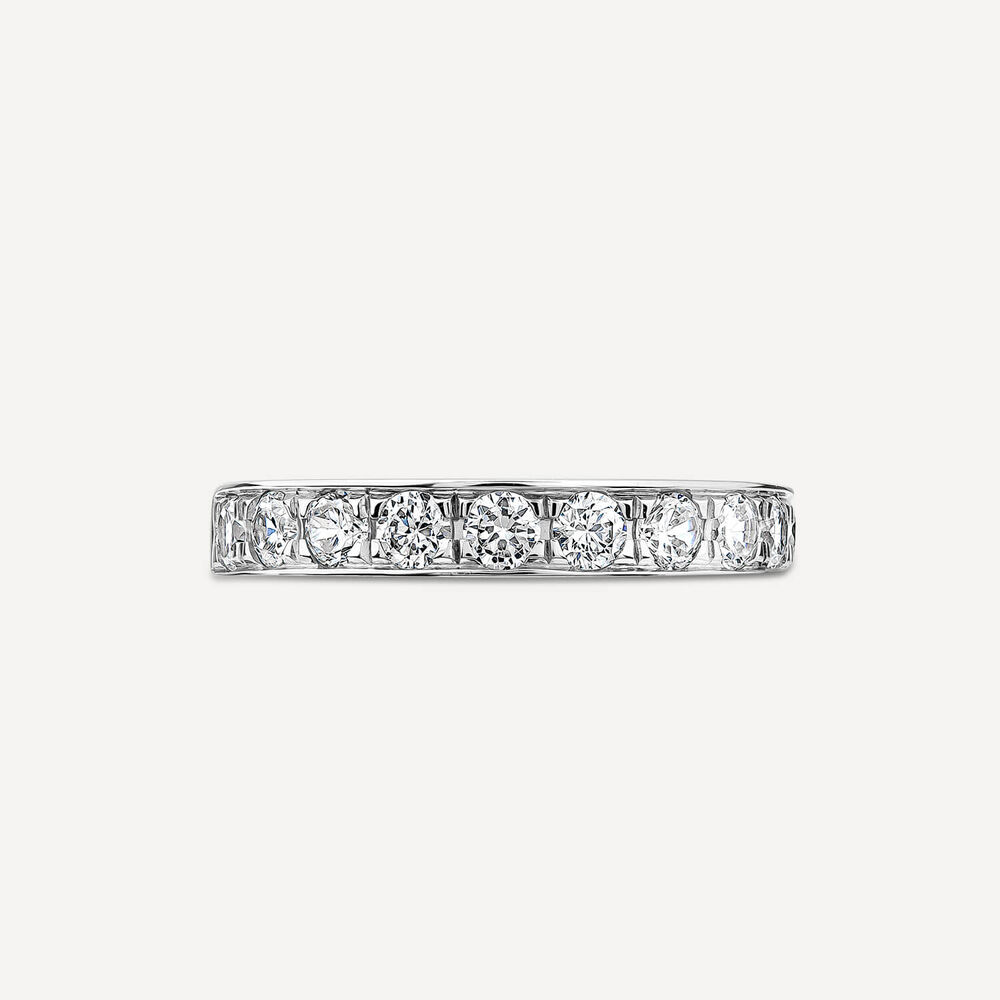 18ct White Gold 3.5mm 0.67ct Diamond Pave Set Wedding Ring- (Special Order) image number 1