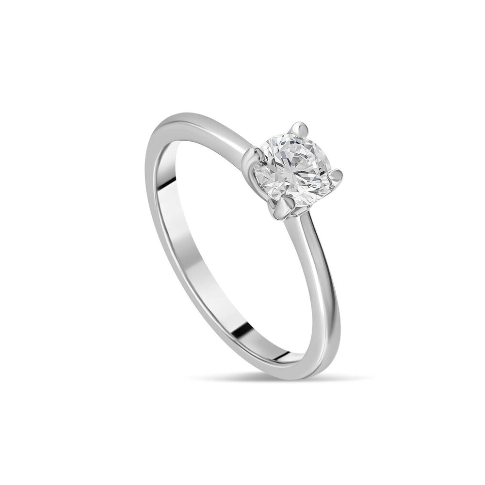 Platinum 0.50ct Round Diamond Four Claw Solitaire Ring image number 0
