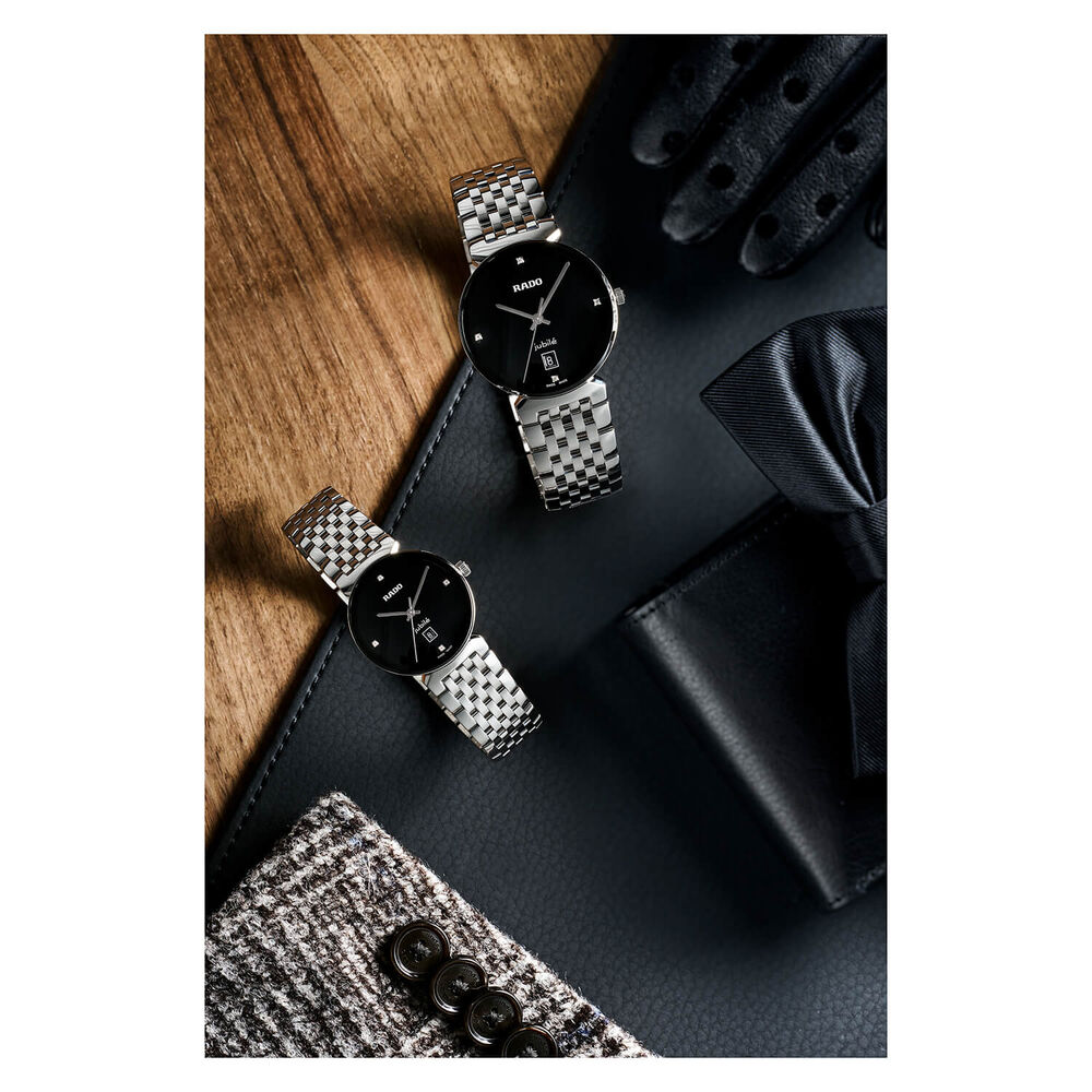 Rado Florence 30MM Black Diamond Dot Dial Steel Case Bracelet Watch