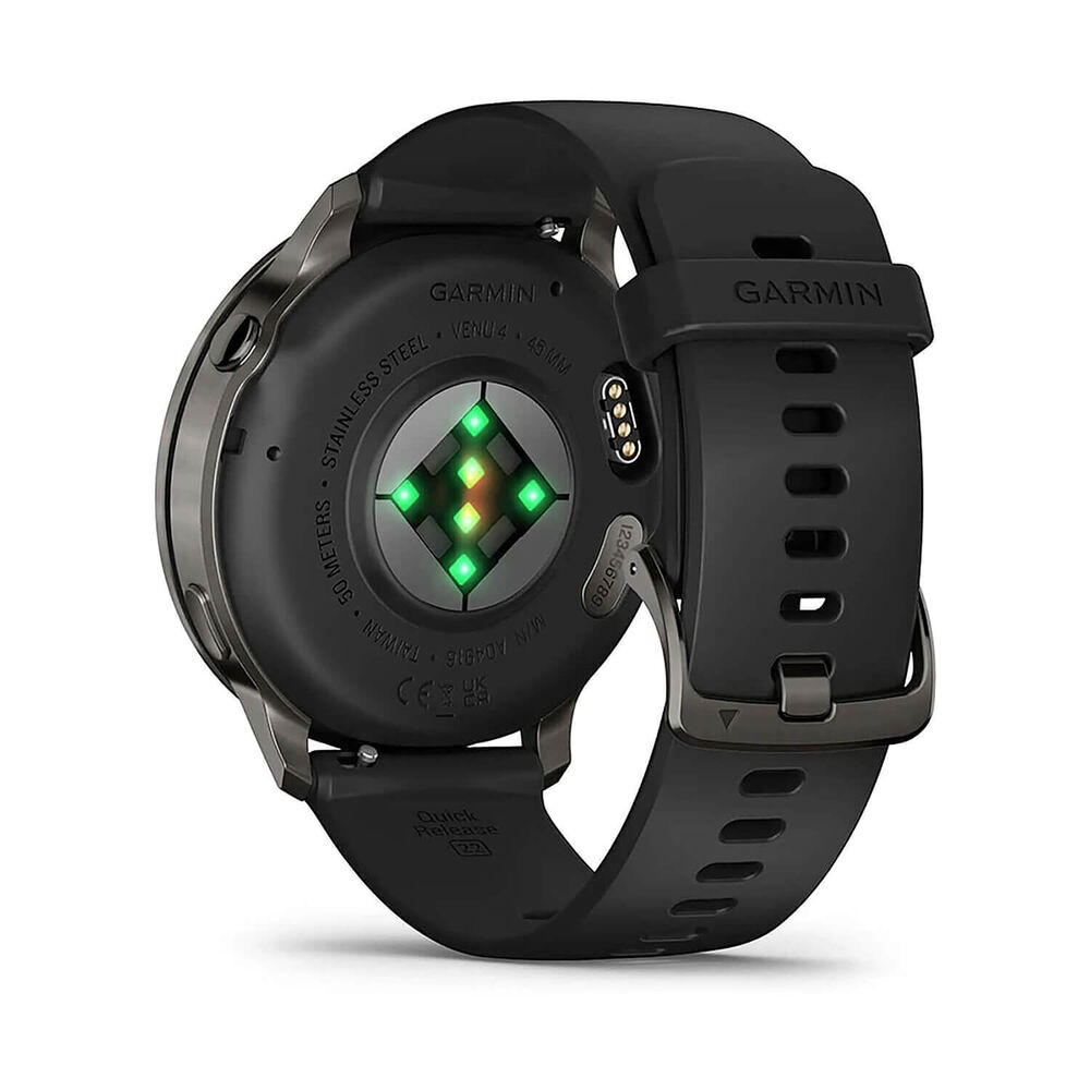 Garmin Venu 4 45mm Slate Bezel Black Silicone Strap Watch image number 5