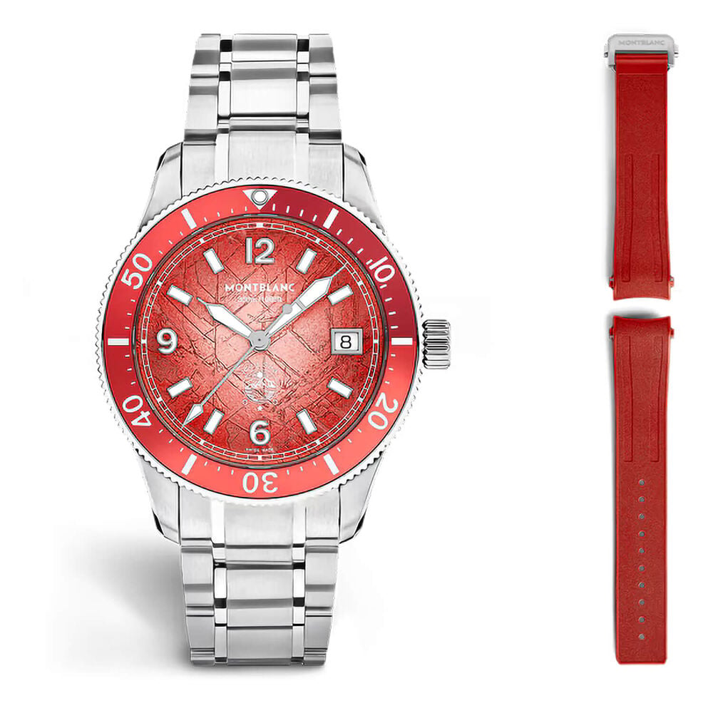 Montblanc Iced Sea 38mm Red Dial Stainless Steel Bracelet Watch