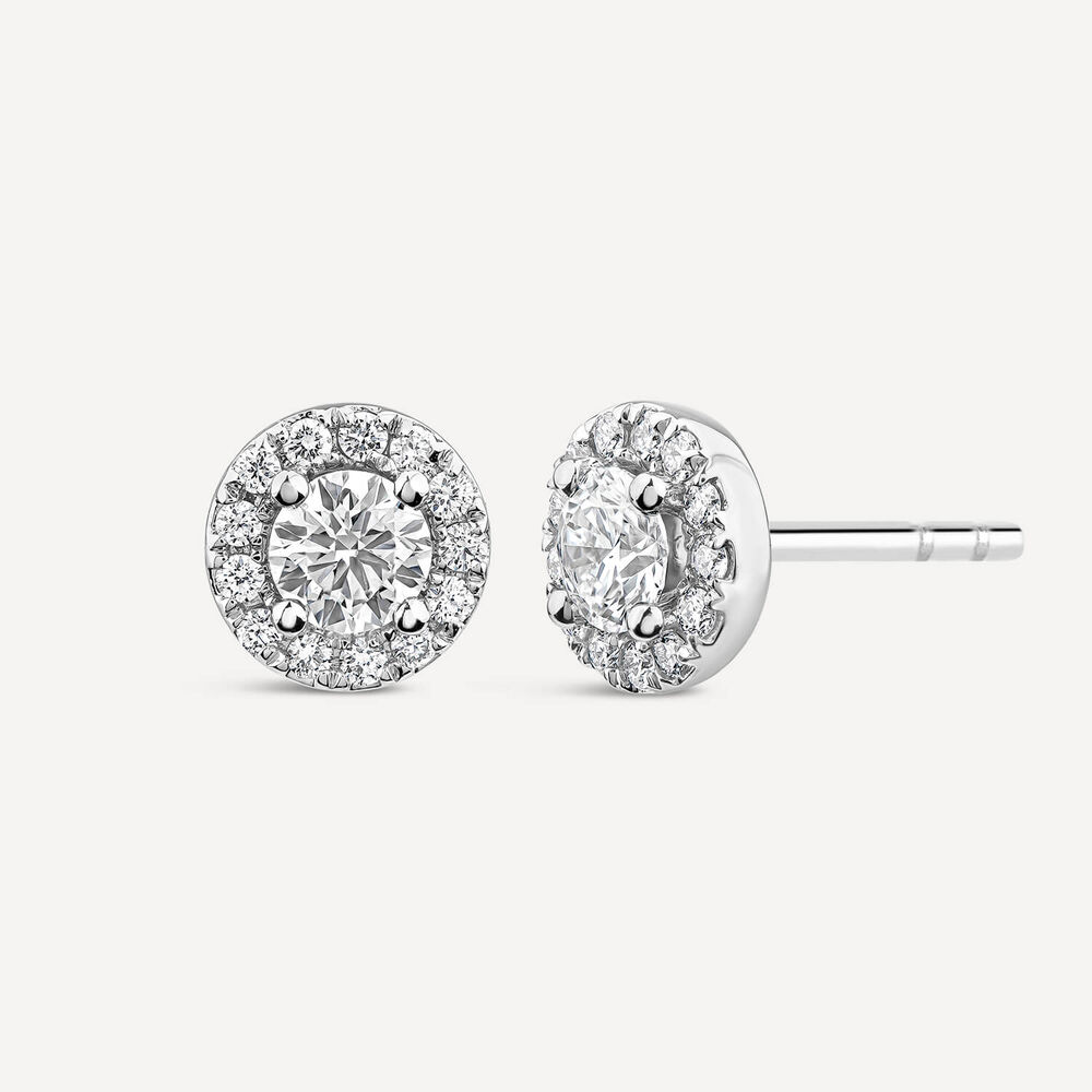 Born 9ct White Gold Lab Grown 0.82ct Diamond Halo Stud Earrings