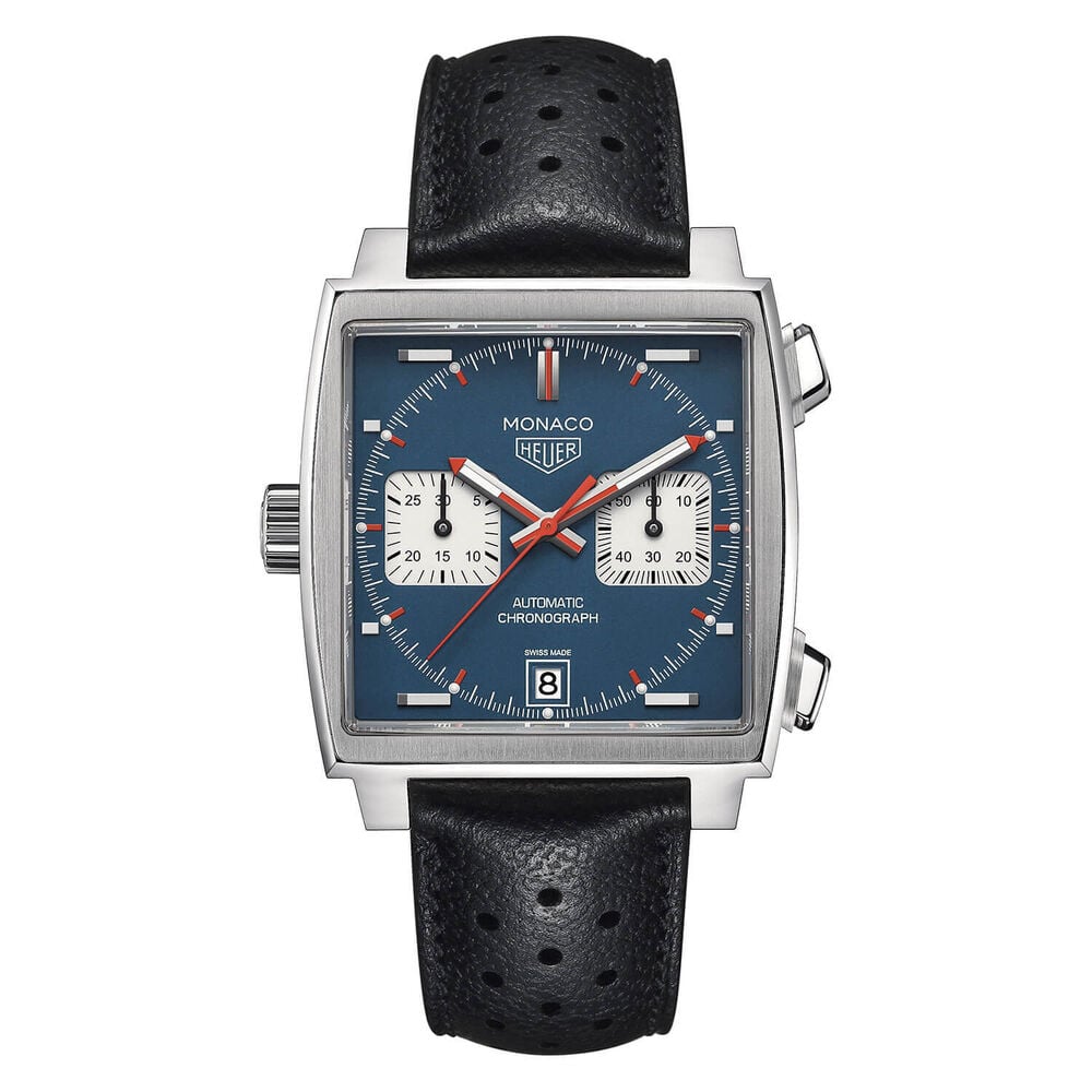 TAG Heuer Monaco Black Leather 39mm Men's Watch image number 0