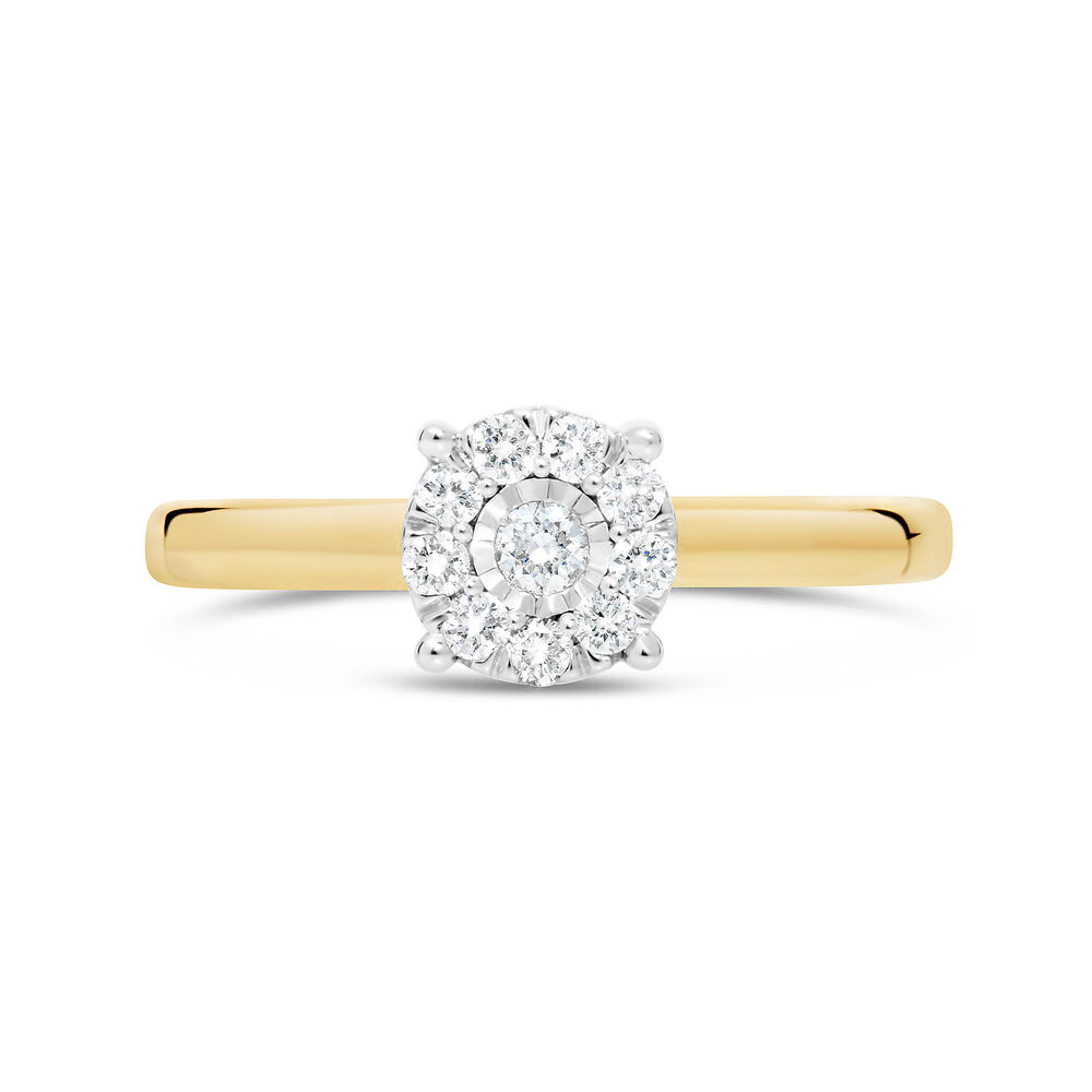 9ct Gold .22ct Round Cut Cluster Diamond Engagement Ring