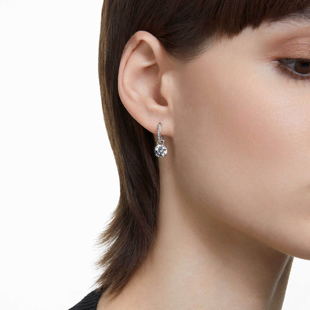 Swarovski Stilla Cubic Zirconia & Crystals Rhodium Plated Drop Earrings
