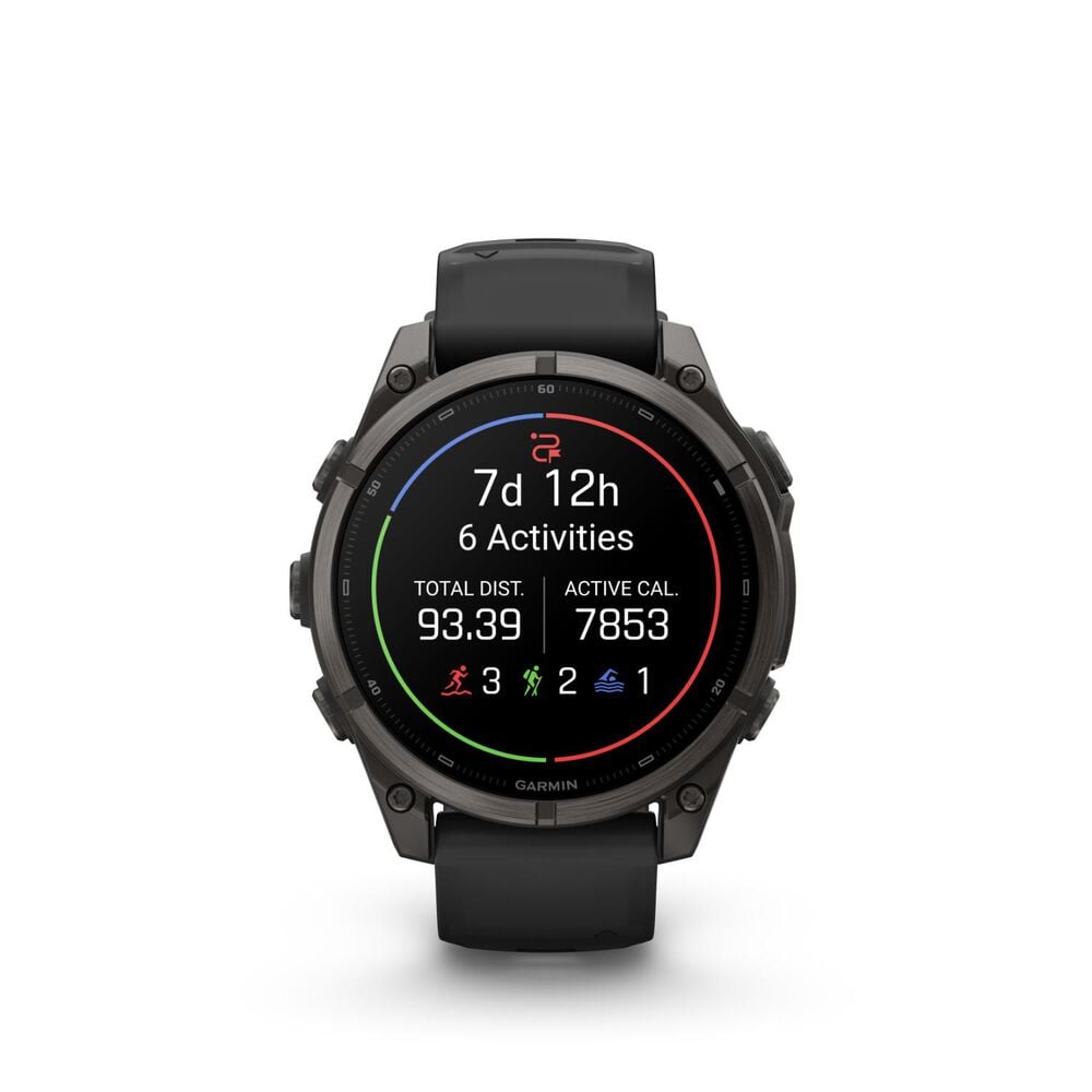 Garmin fenix 9 47mm Carbon Grey DLC Titanium Black Silicone Strap Watch