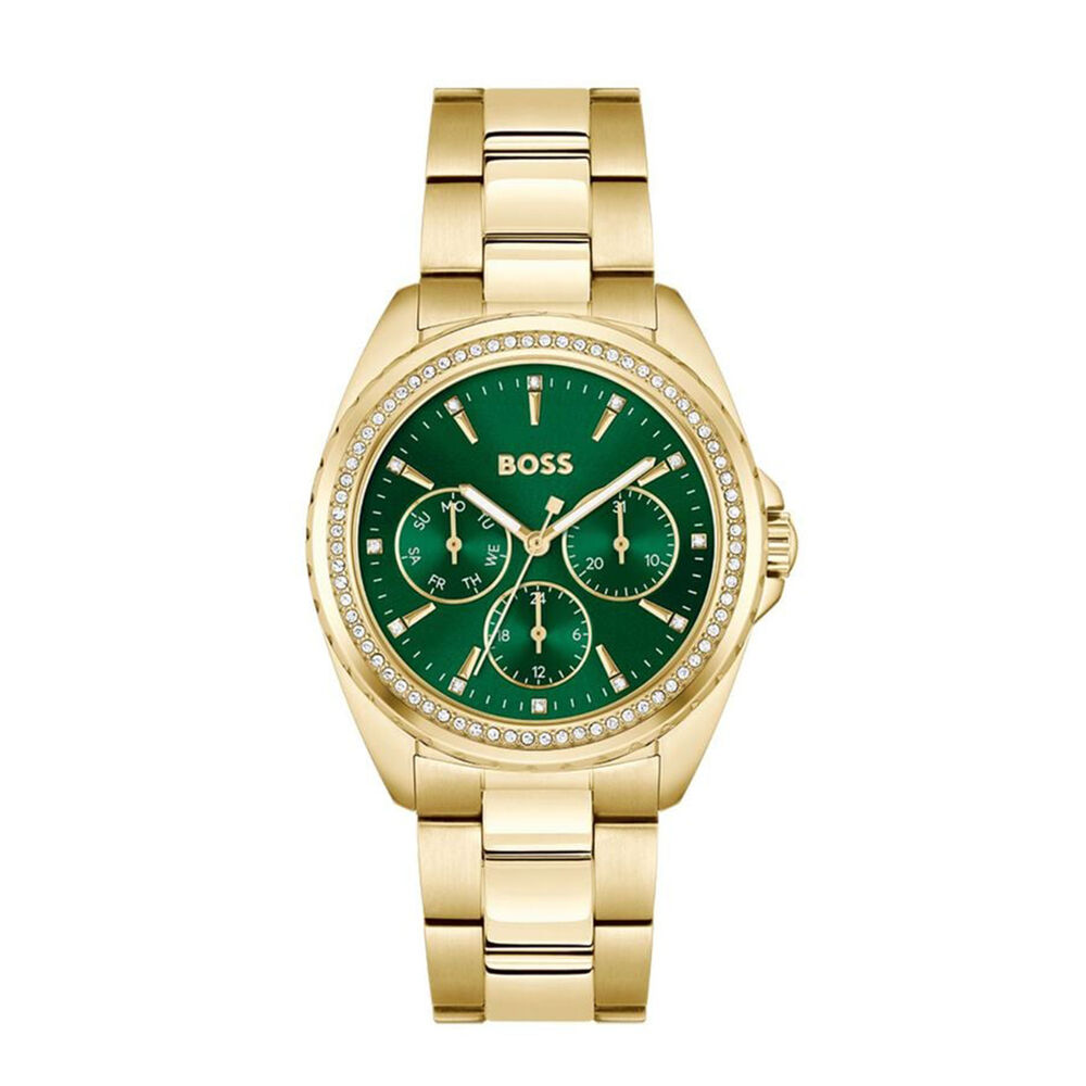 BOSS Atea Green Dial Yellow God IP Case & Bracelet Watch