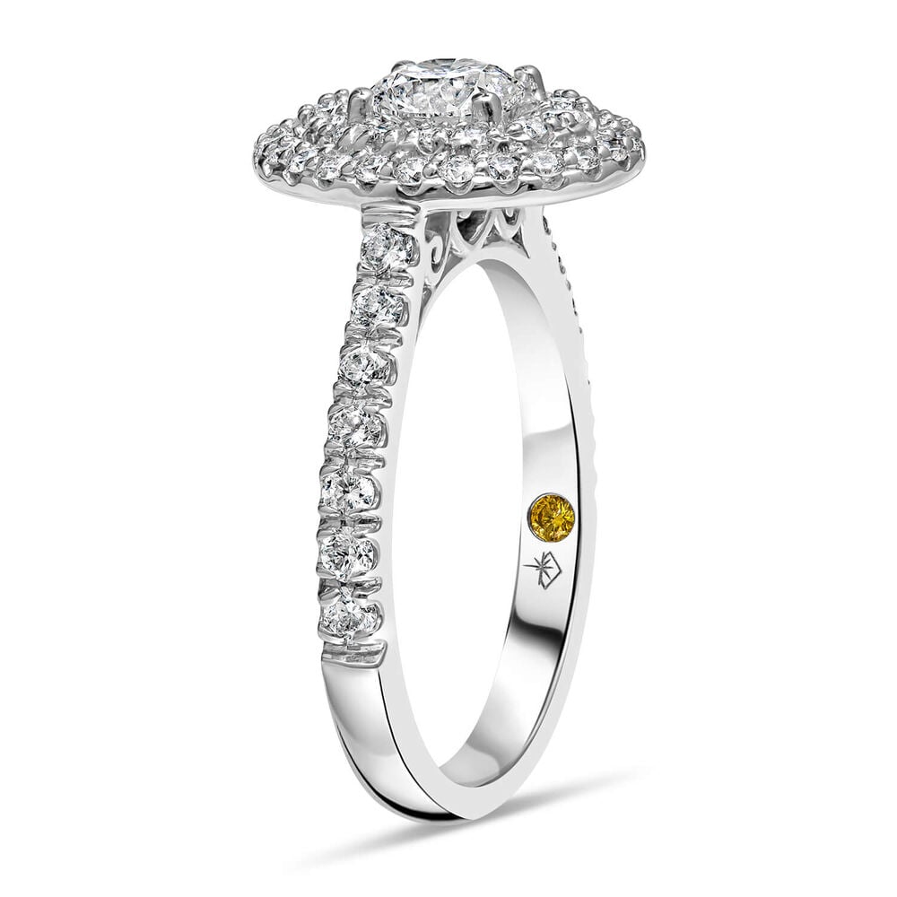 Northern Star 1.10ct Round Diamond 18ct White Gold Oval Halo Diamond Set Shoulders Ring image number 4