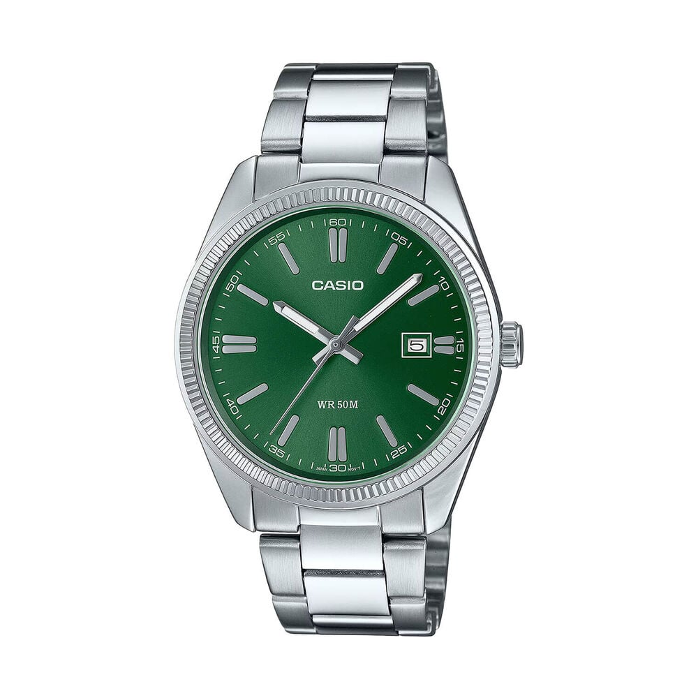 Casio 38.5mm Green Dial Stainless Steel Bracelet Watch