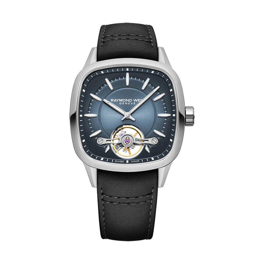 Raymond Weil Freelancer 40mm Blue Dial Black Leather Strap Watch