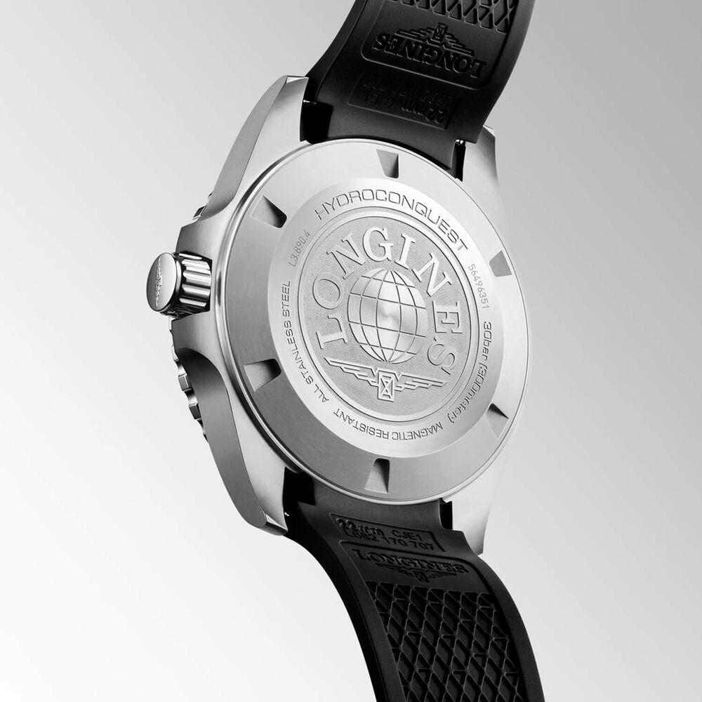 Longines Hydroconquest GMT 43mm Black Dial Rubber Strap Watch image number 4