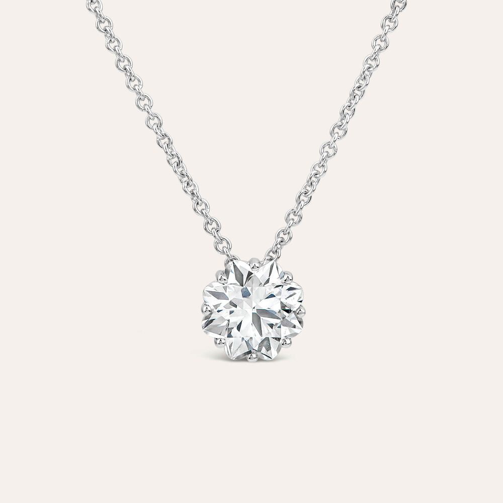 Born Classic 9ct White Gold Lab Grown 1ct Flower Cut Diamond Pendant