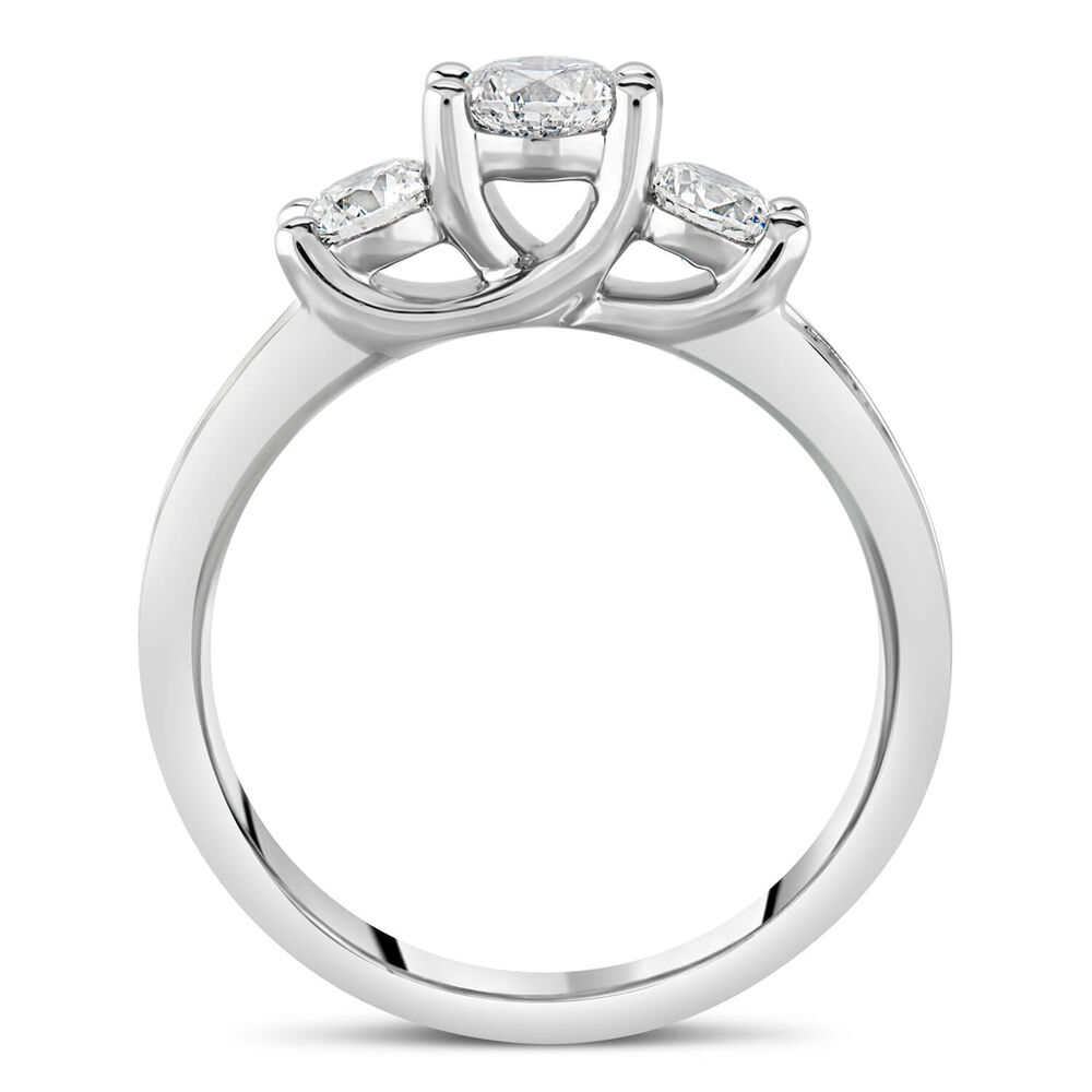 18ct White Gold Round 3 Stone Diamond Stone Set Shoulders 1ct Ring image number 2