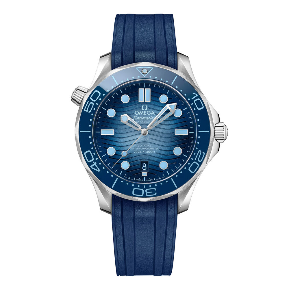 OMEGA Seamaster Diver 300 42mm Summer Blue Dial Blue Rubber Strap Watch image number 0