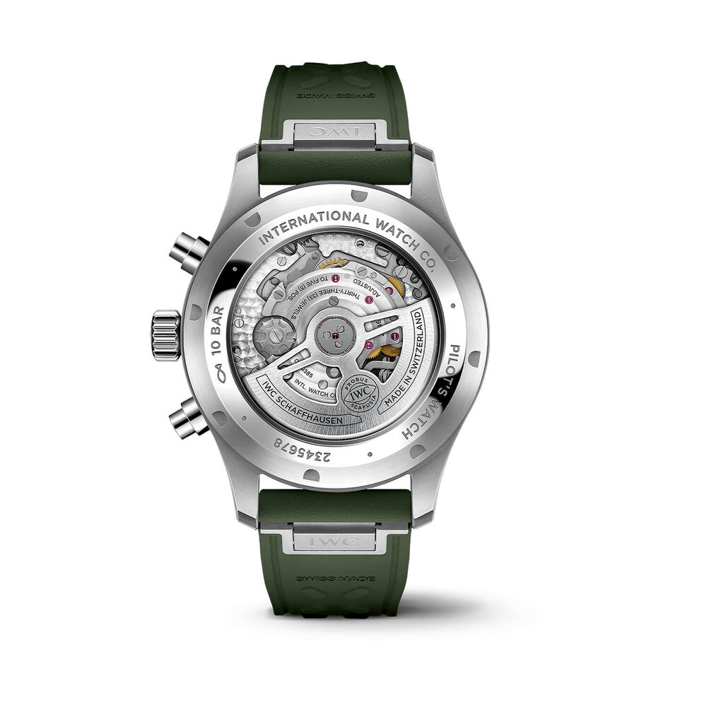 IWC Schaffhausen Pilot's Chronograph 43mm Green Dial Steel Bracelet Watch