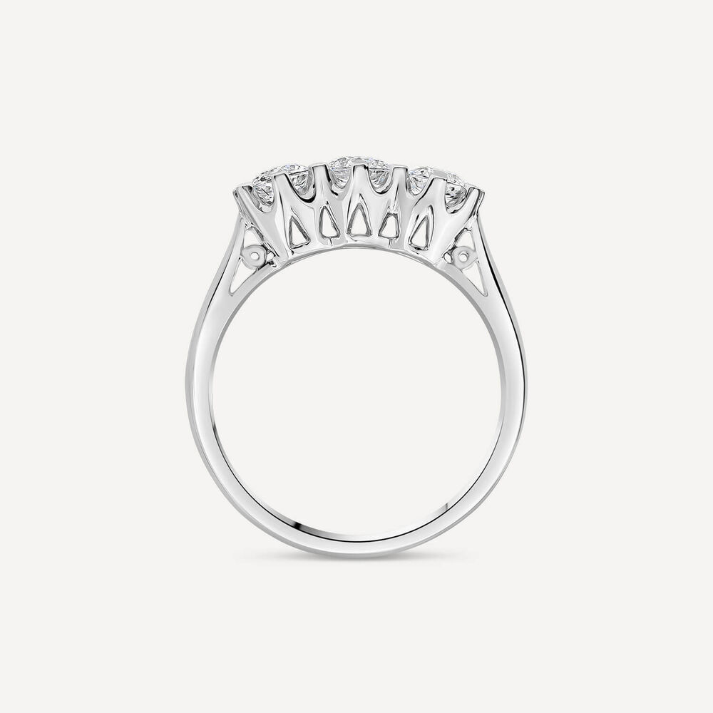 18ct White Gold 1ct 3 Stone Diamond Ring image number 3