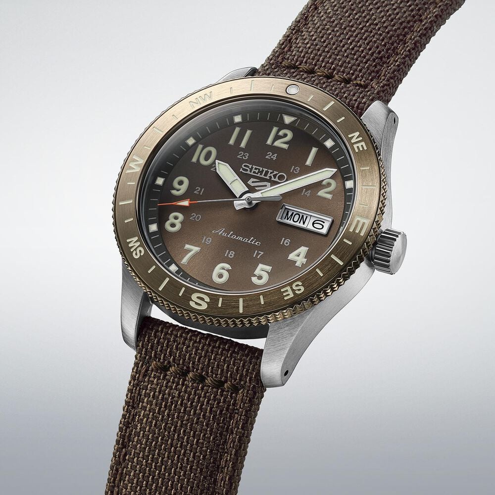 Seiko 5 Sports Field Coyote Brown  41mm Dial Brown Nylon Strap Watch