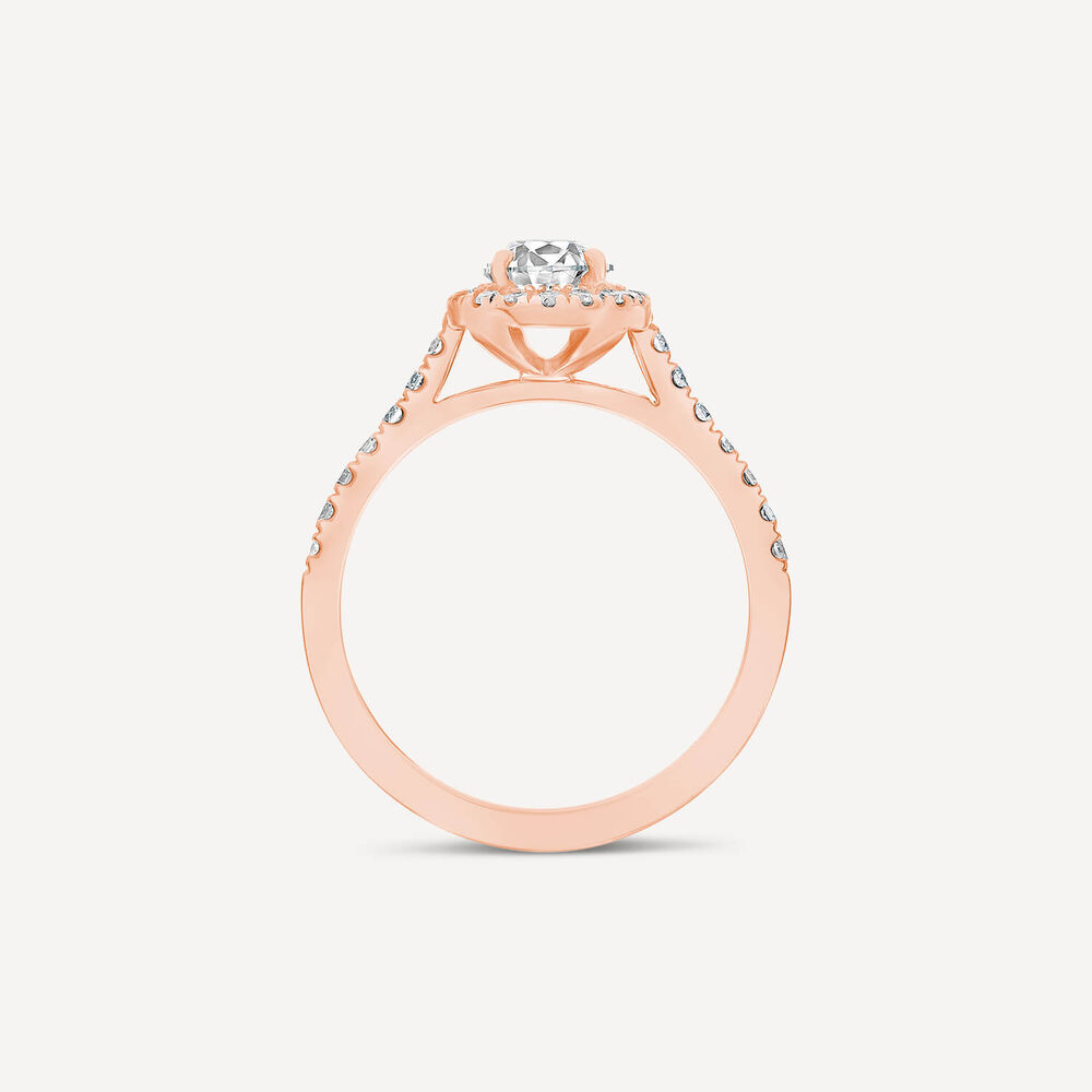 18ct Rose Gold 0.60ct Diamond Round Halo Ring image number 3