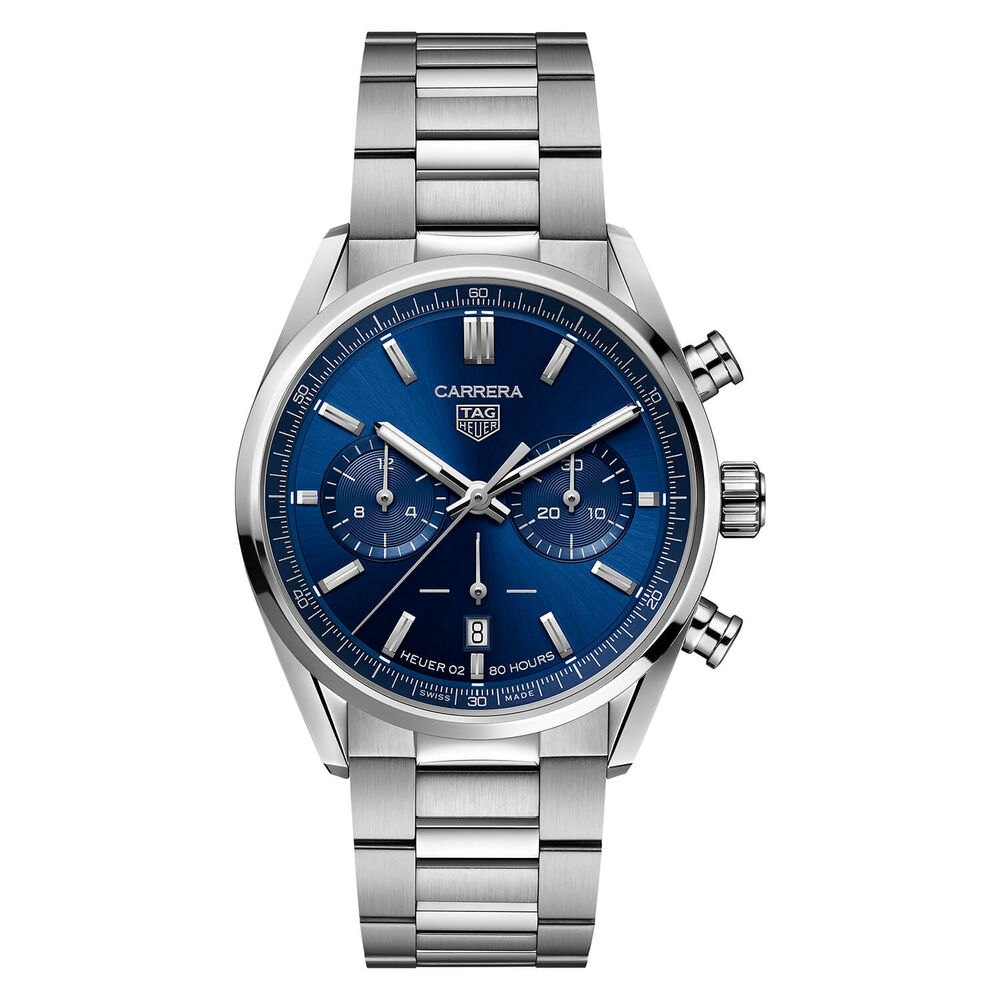 TAG Heuer Carrera Chronograph 42mm Blue Dial Stainless Steel Bracelet Watch image number 0