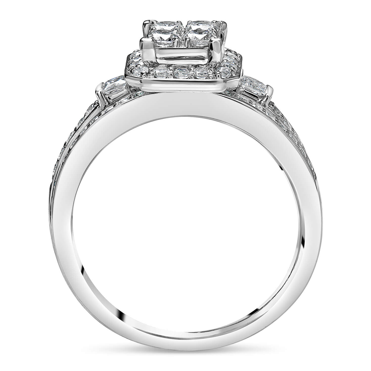 Ladies 9ct White Gold Diamond Quad Bridal Set .75ct