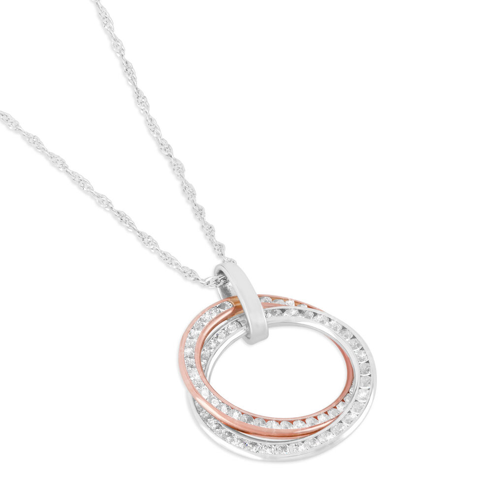 Special Price - 9ct White & Rose Gold Circle Pendant (Chain Included)