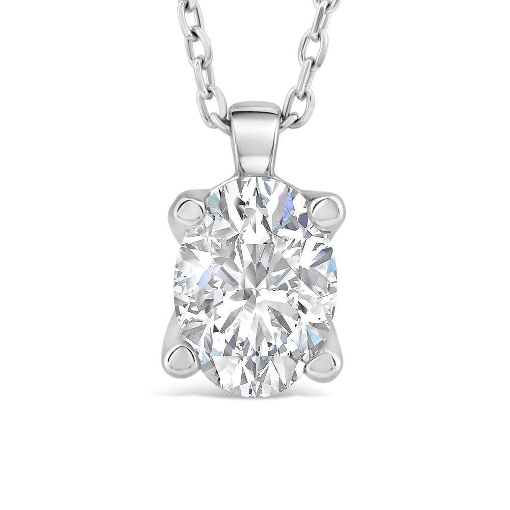 Born 18ct White Gold Lab Grown 0.70ct Oval Diamond Pendant image number 0