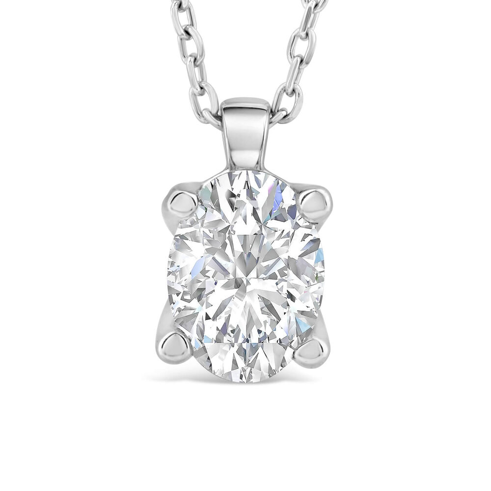 Born 18ct White Gold Lab Grown 0.70ct Oval Diamond Pendant