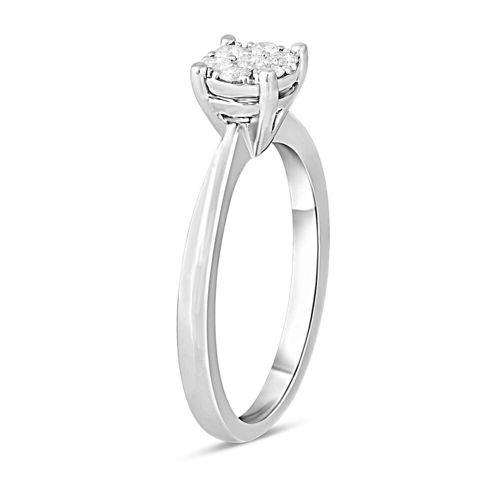 Ladies 9ct White Gold Blossom Diamond Engagement Ring image number 3
