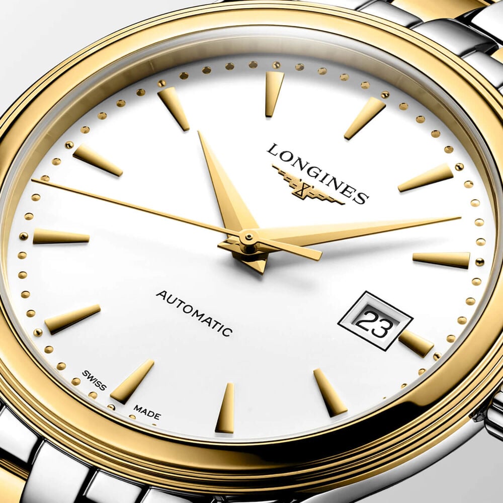 Longines Elegance Flagship Classic 40mm White Dial Yellow Gold PVD Steel Bracelet Watch image number 1