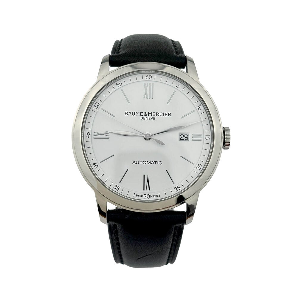 Pre-Owned Baume & Mercier Classima 42mm White Dial Black Leather Strap Watch image number 0