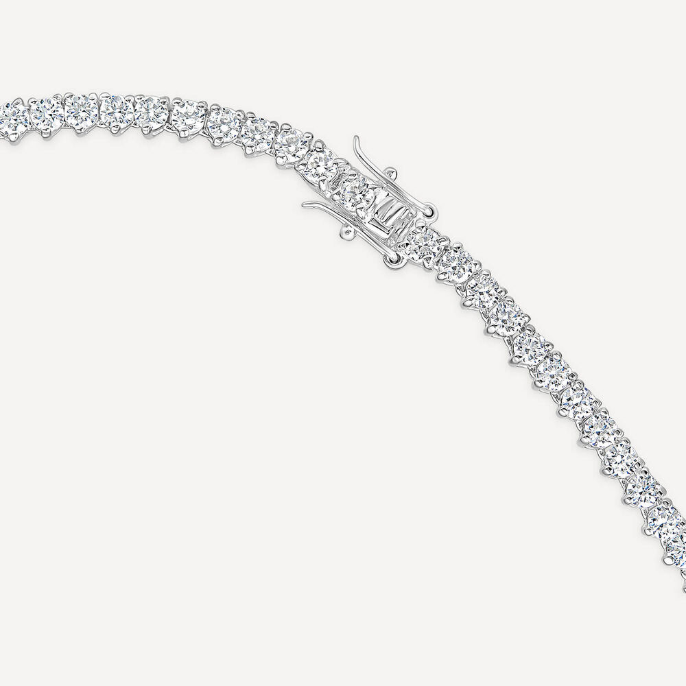 Sterling Silver Claw Set Cubic Zirconia Tennis Necklet image number 4